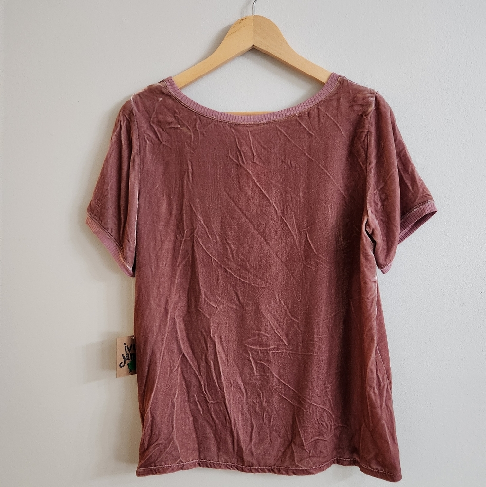 Ivy Jane Lori crushed velvet oversized silk blend top, Size XS, in mauve color - Picture 2 of 7